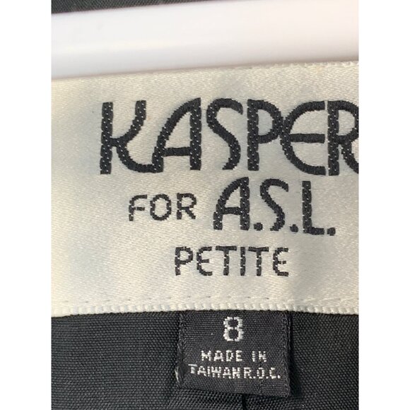 VTG Kasper Size 6/8P Wool Plaid Blazer & Skirt Set Suit Black Plaid 7220 - Picture 7 of 8